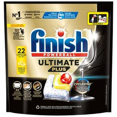 Finish Capsules Lave-vaisselle Citron Ultimate Plus, 22 capsules