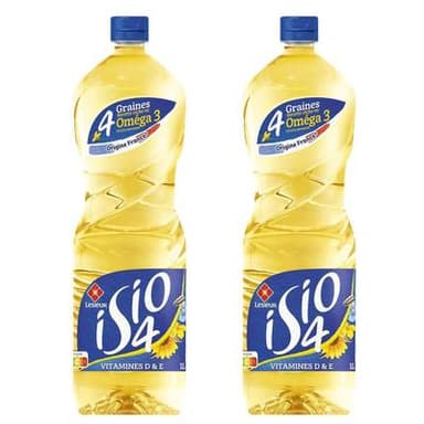 Isio 4 - Lesieur Huile combinée 4 graines  Colza, Tournesol, Oleisol, Lin, Lot de 2x1L