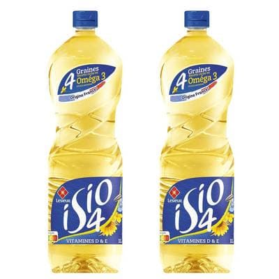 Isio 4 - Lesieur Huile combinée 4 graines  Colza, Tournesol, Oleisol, Lin, Lot de 2x1L