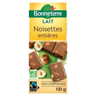 Bonneterre Chocolat Lait Noisette bio, 100g