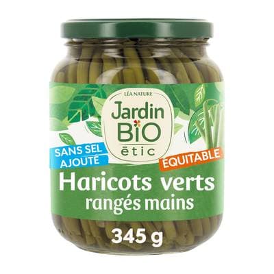Jardin Bio Etic Haricots Verts Extra fins cueillis et rangés mains Bio sans sel ajouté, 335g