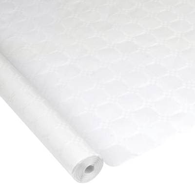 Homea Nappe papier damasse 1,18x50m blanc, 1 rouleau