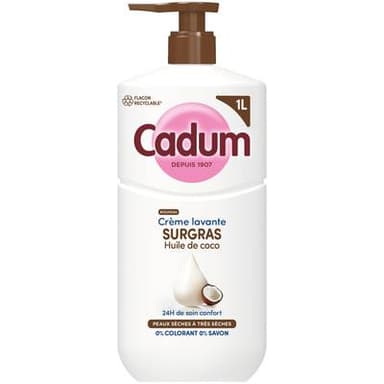Cadum Crème Lavante Surgras Huile de coco, 1L