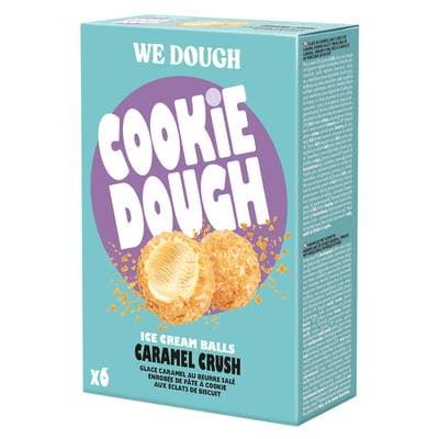 WE DOUGH Bouchée de pâte à cookie, glace caramel beurre salé, morceaux de biscuits, 180g
