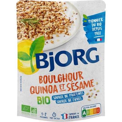 Bjorg Boulghour Quinoa Sésame Plat Cuisiné Bio en sachet micro-ondable, 250g