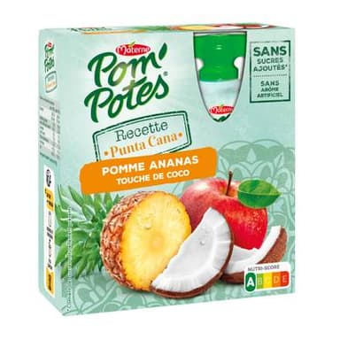 Pom Potes Compotes Recette Punta Cana pomme ananas coco, 4x90g