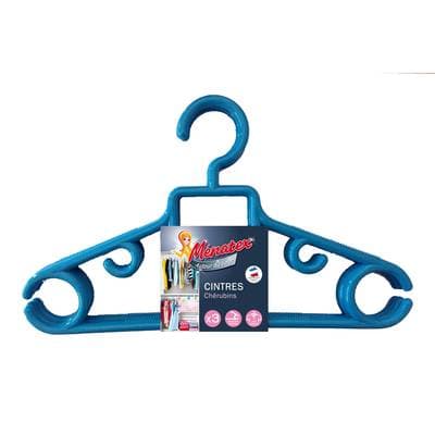 Ménatex 3 cintres plastiques chérubins bleu ou rose