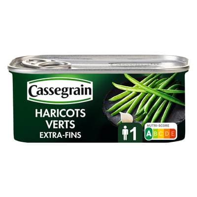 Cassegrain Haricots verts extra-fins Sélection cueillis et rangés main en conserve, 110g