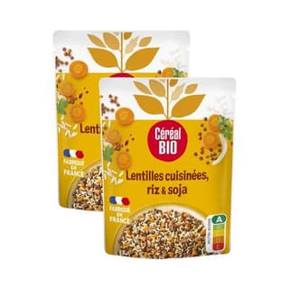 Céréal Bio Lentilles Cuisinées Riz Soja Vegan Bio, Lot de 2x250g