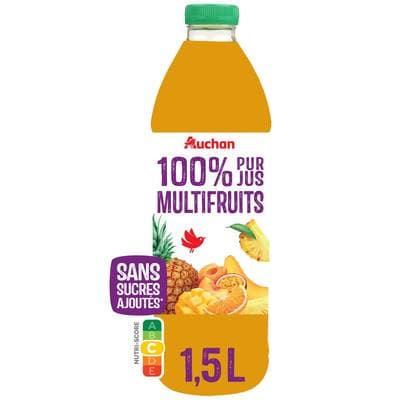 Auchan Pur jus multifruits sans sucres ajoutés, 1,5L