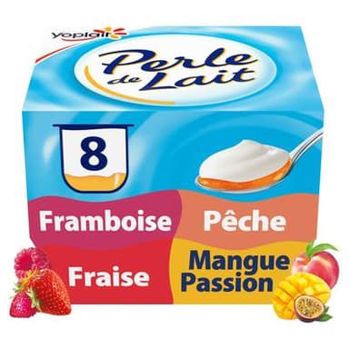 Perle de lait Yaourt sur lit de fruits panachés, 8x125g