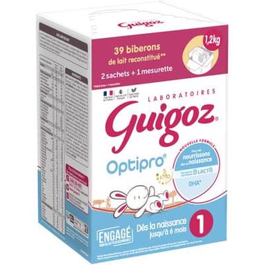 Guigoz Lait bébé en poudre Optipro 1er âge en sachet, 0-6 mois, 2x600g