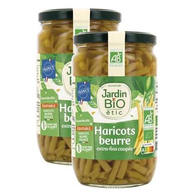 Jardin Bio Etic Haricots beurre extra fins coupés bio, Lot de 2x360g