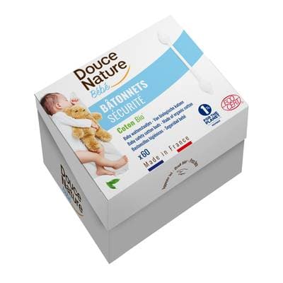 Douce Nature Cotons-tiges sécurité bébé, bio, 56 cotons-tiges