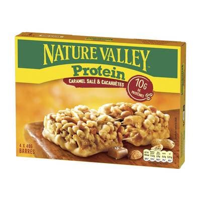 Nature Valley Barres Céréales Caramel salé et Cacahuètes, 4 barres