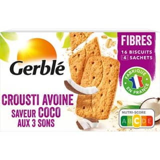 Gerblé Fibres 16 Biscuits crousti avoine saveur coco aux 3 sons -53% de sucres en moins, 200g