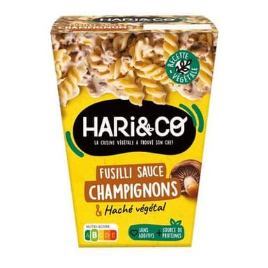 HARI&CO Fusilli Sauce Champignons et Haché Végétal, 300g