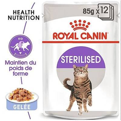 Royal Canin Sachets en Gelée Sterilised Maintien Poids de Forme pour Chat Adulte Stérilisé, 12x85g