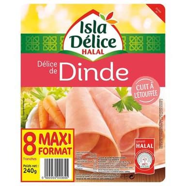 Isla Délice Délice de Dinde Cuit à l'Ettouffée Halal, 8 tranches - 240g