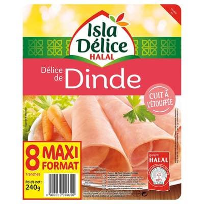 Isla Délice Délice de Dinde Cuit à l'Ettouffée Halal, 8 tranches - 240g