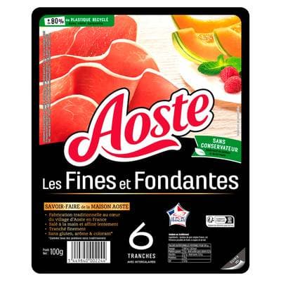 Aoste Jambon Sec Traditionnel Tranches Fines & Fondantes, 6 tranches - 100g
