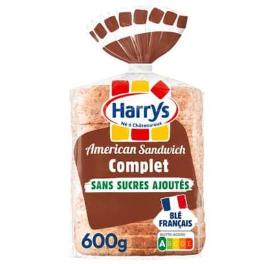 Harrys Pain de Mie Complet American Sandwich, 14 tranches - 600g