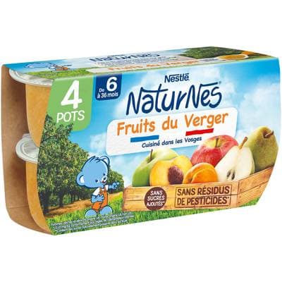 Nestlé - Naturnes Fruits du verger Bol Bébé Dès 6 mois, 4x130g