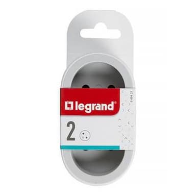 Legrand Fiche biplite frontale avec terre - blanc et gris clair, 2  prises