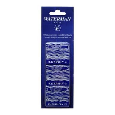 Waterman Cartouches courtes d'encre bleue effaçable, 36  cartouches
