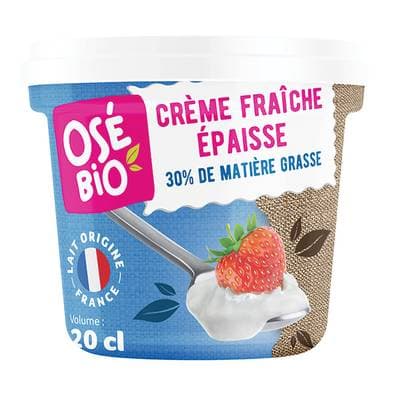 Osé Bio Crème fraîche  Bio 30%mg épaisse, 20cl