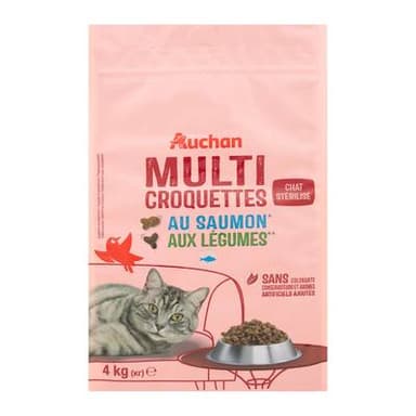 Auchan Croquettes saumon et légumes pour chat stérilisé, 4kg