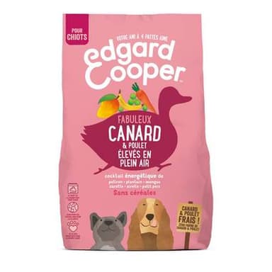 Edgard Cooper Croquettes Canard et Poulet sans céréales pour chiot, 1kg