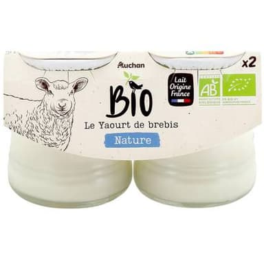 Auchan BIO Yaourt au lait de brebis nature bio, 2x125g
