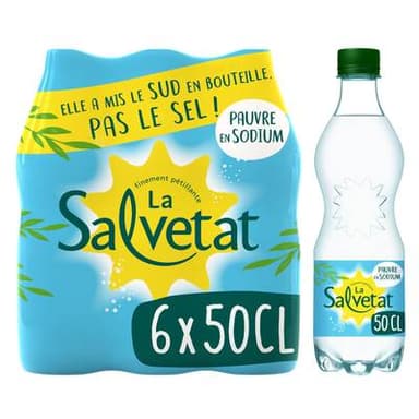 Salvetat Eau gazeuse minérale naturelle, 6x50cl