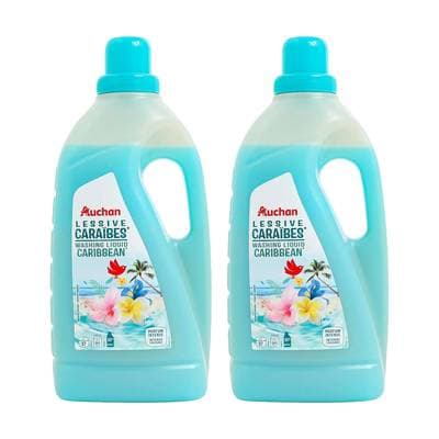 Auchan Lessive liquide Caraïbes, Lot de 2x2L