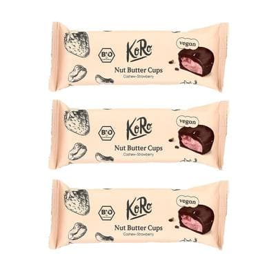 Koro Bouchées Nut butter cup Cajou et Fraise bio, Lot de 3 - 3x13g