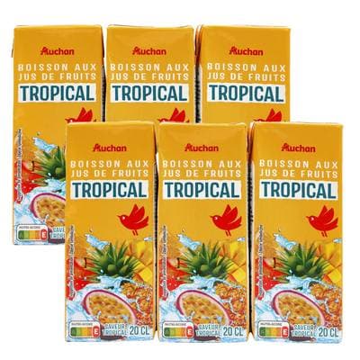 Auchan Boisson aux jus de fruits tropical, Lot de 2 - 6x20cl