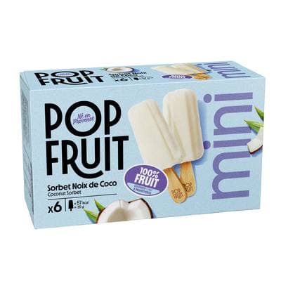 Pop' Fruit Bâtonnet 100% fruit noix de coco avec noix de coco râpée, 6x35g