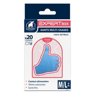 Elephant Gants Expert'Box - Taille M/L, 20 gants