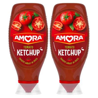 Amora Tomato Ketchup en Flacon Souple Squeeze Top Down, Lot de 2x850g