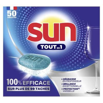 Sun Tablettes lave-vaisselle Tout en 1, 50 tablettes