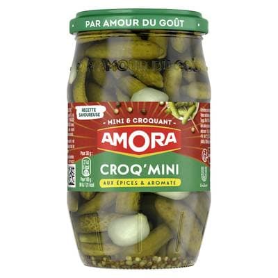 Amora Mini Cornichons aux 6 Epices et Aromates, 210g