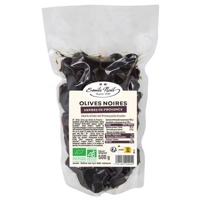 Emile Noël Olives noires au herbes de Provence, bio, 500g