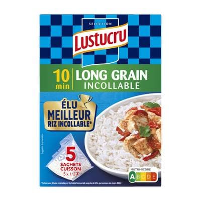 Lustucru Riz Long Grain 10 min Incollable Sachet Cuisson, 5x90g