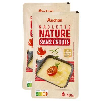 Auchan Fromage à raclette sans croûte, Lot de 2x400g