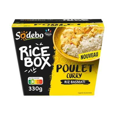 Sodebo RiceBox Poulet Curry Riz Basmati, 330g