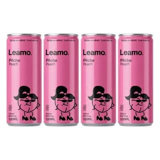 Leamo Boisson gazeuse saveur pêche, Lot de 4x33cl