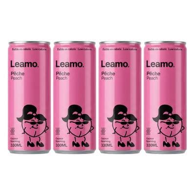 Leamo Boisson gazeuse saveur pêche, Lot de 4x33cl