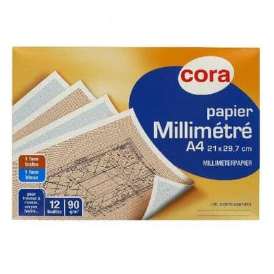 Cora Feuilles de papier millimétré A4 21x29,7 cm, 12  feuilles