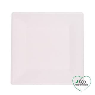 Homea Assiette carre en canne a sucre 20cm blanc, 12 assiettes